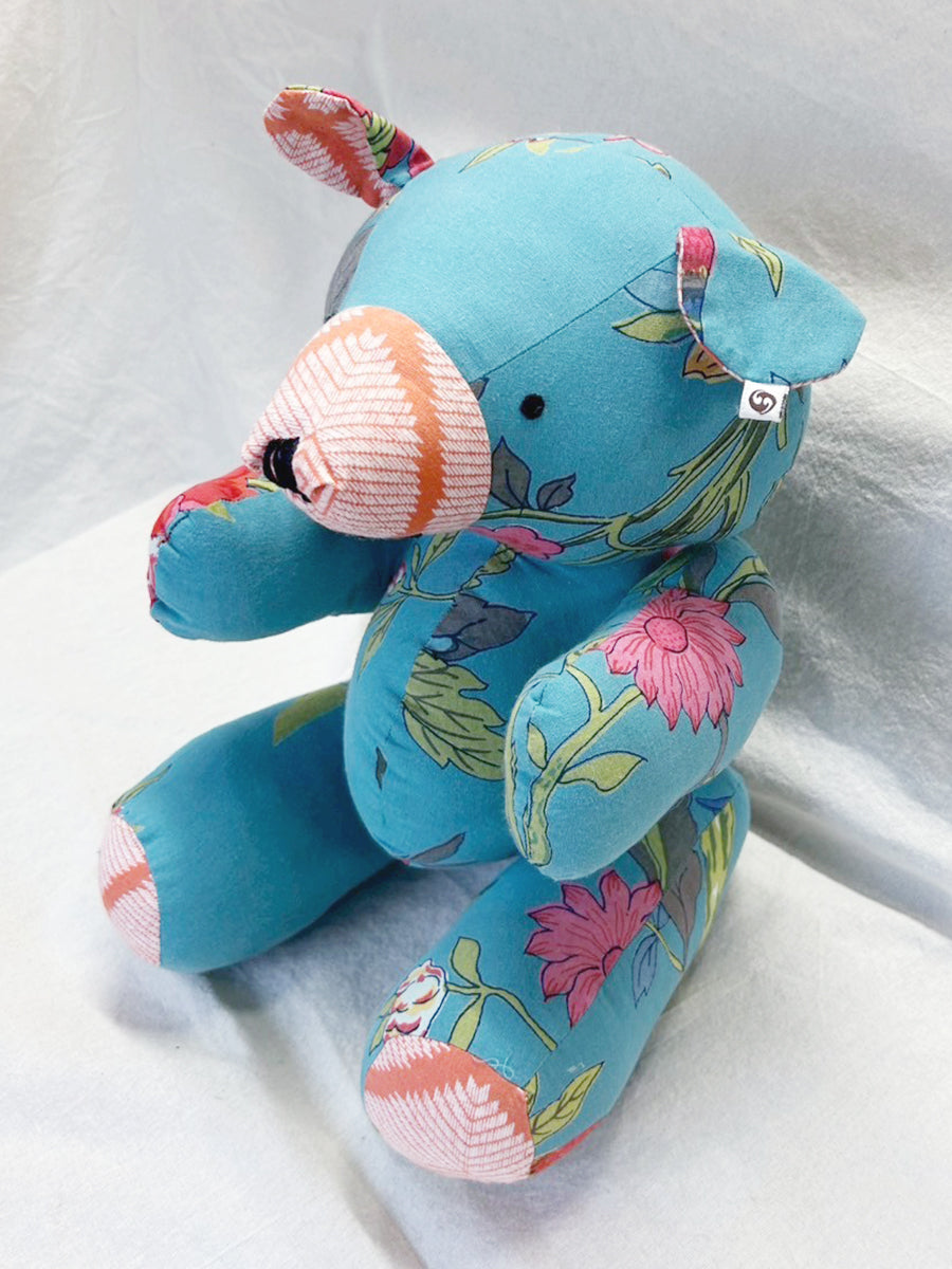 Handcrafted Cotton Toy - Aqua Blue Teddy｜ぬいぐるみ - アクアブルーテディ