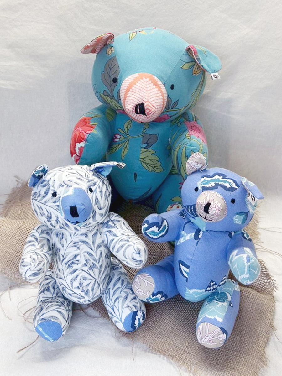 Handcrafted Cotton Toy - Blue Teddy｜ぬいぐるみ - ブルーテディ