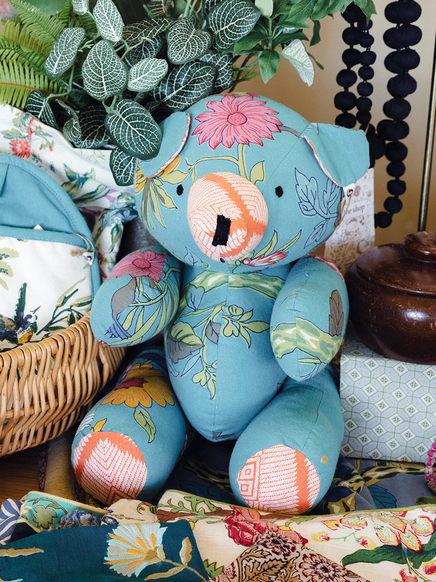 Handcrafted Cotton Toy - Aqua Blue Teddy｜ぬいぐるみ - アクアブルーテディ