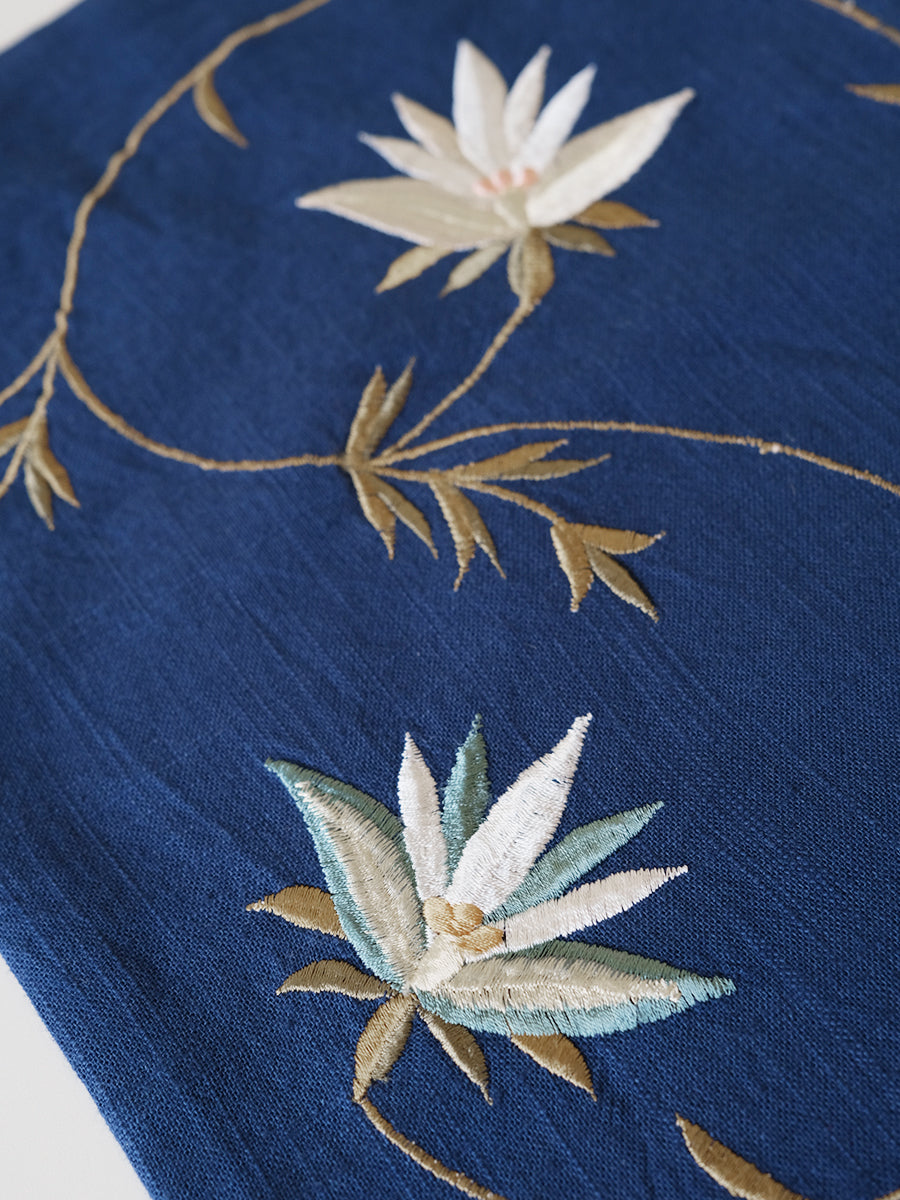 Cushion Cover - Floral Navy｜クッションカバー - フローラル ネイビー