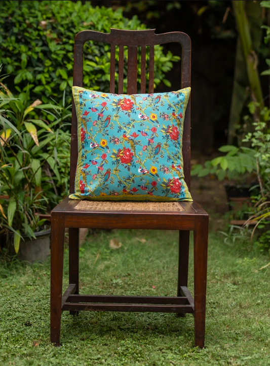 Cushion Cover - Bird Teal｜クッションカバー - バード ティール