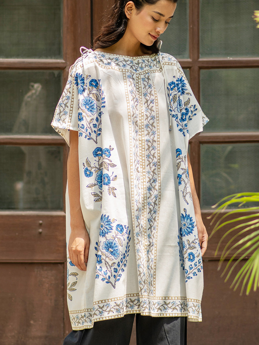 Off Shoulder Kaftan - Block White | オフショルダーカフタン - ブロックホワイト