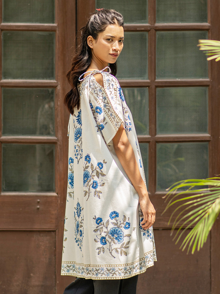 Off Shoulder Kaftan - Block White | オフショルダーカフタン - ブロックホワイト