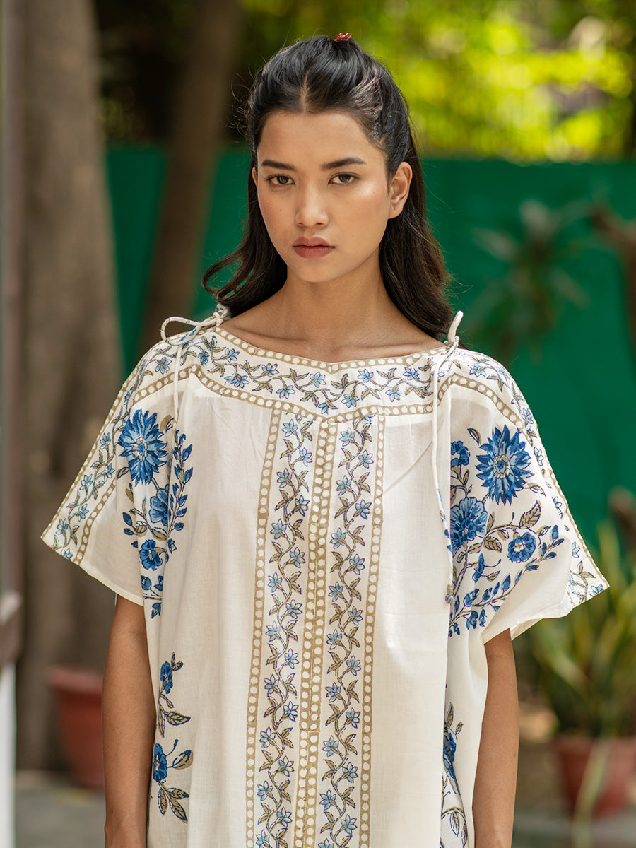Off Shoulder Kaftan - Block White | オフショルダーカフタン - ブロックホワイト