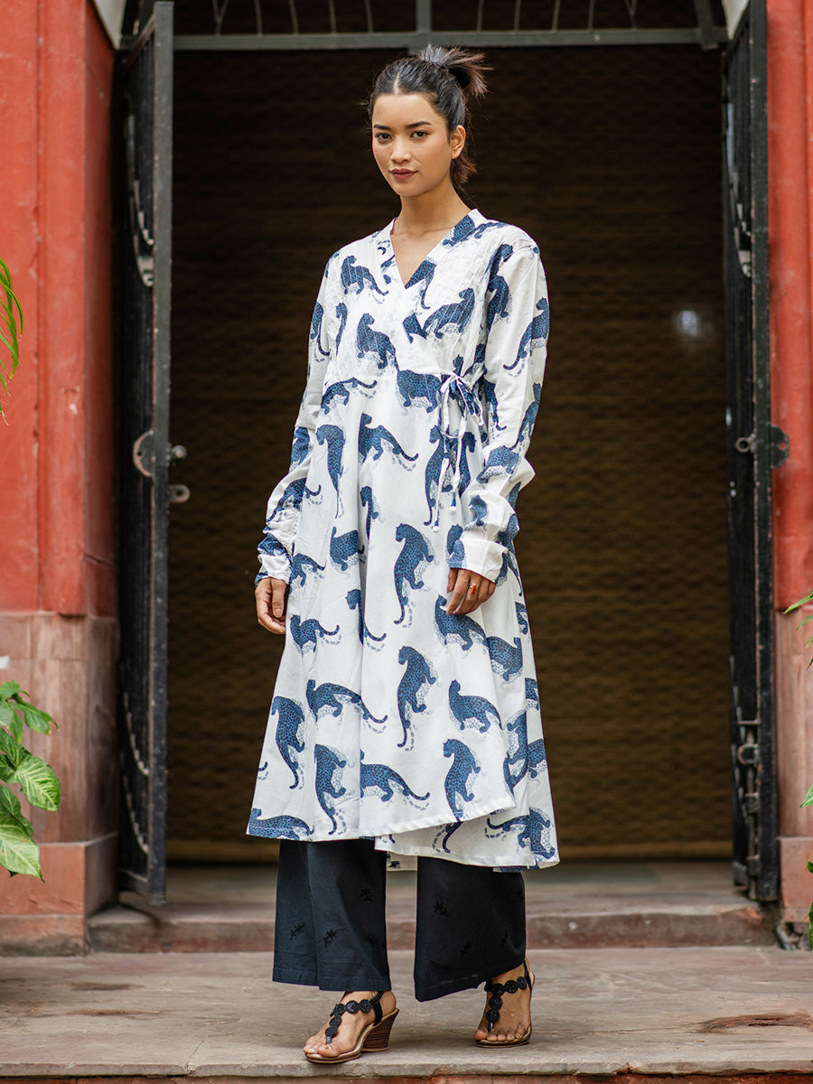 Anarkali Wrap - Leopard White｜アナーカリーラップワンピース - レオパードホワイト