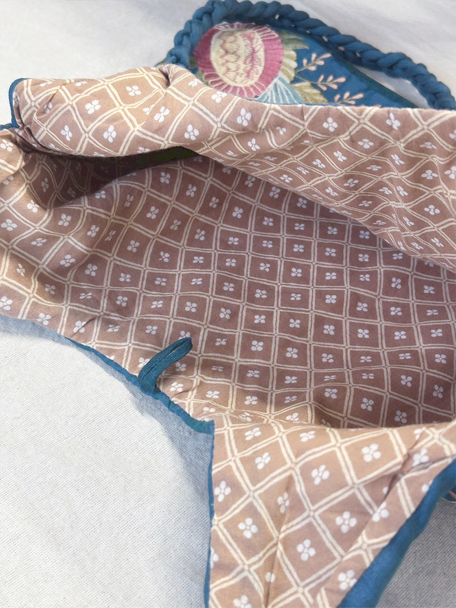 Embroidered Braid Sling Bag - Bouquet Blue Chanderi｜エンブロイダード ブレイドスリングバッグ - ブーケブルー チャンデリ