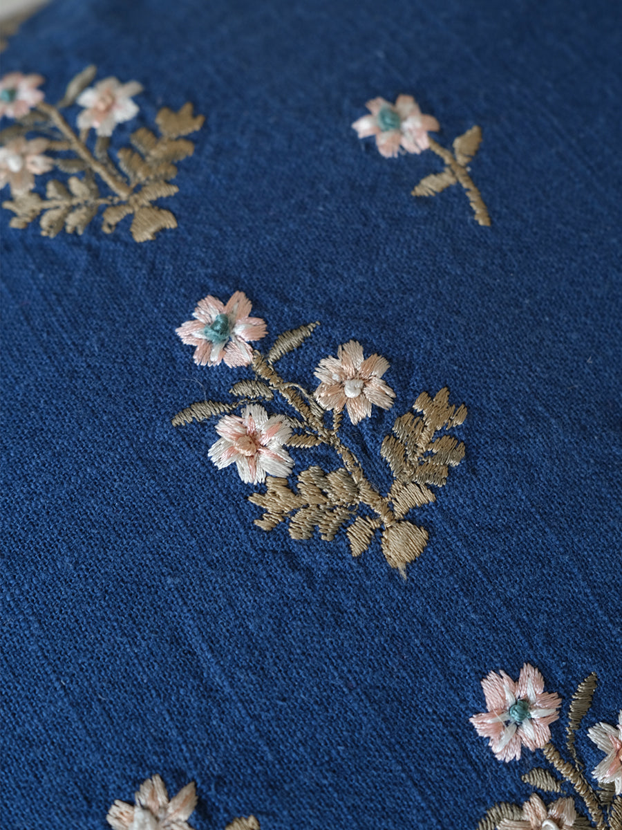 Emb Cushion Cover - Versailles Navy｜刺繍クッションカバー - ヴェルサイユ ネイビー