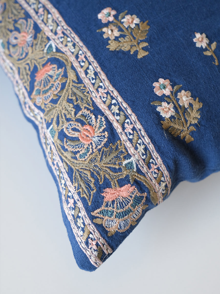 Emb Cushion Cover - Versailles Navy｜刺繍クッションカバー - ヴェルサイユ ネイビー