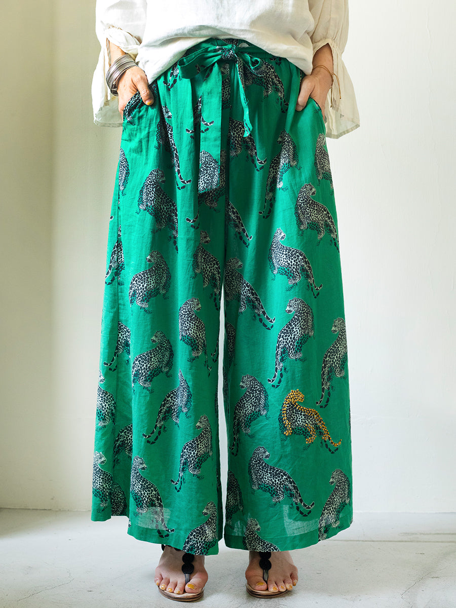 Flouncy Pant - Leopard Green｜フラウンシーパンツ - レオパードグリーン