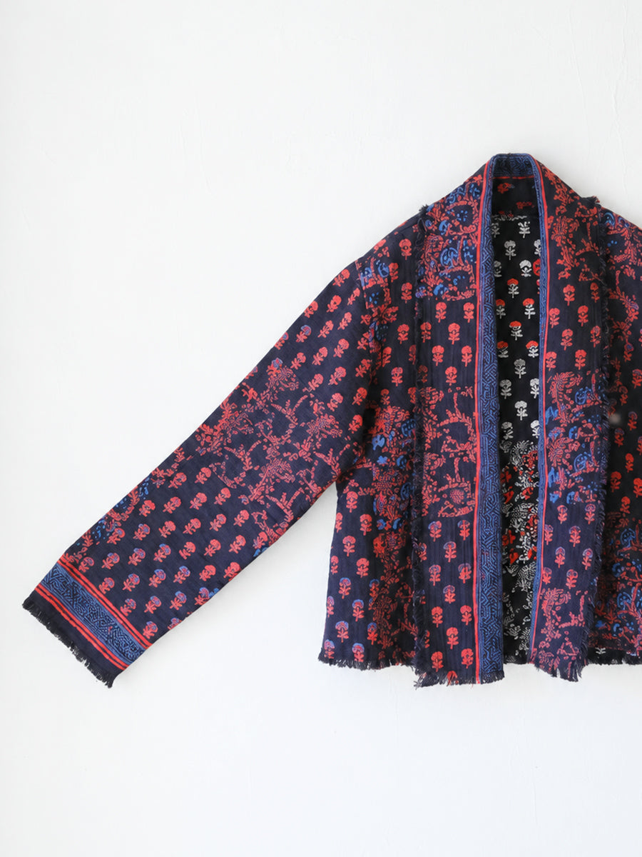 Jacket Block Ptd - Poppy Black｜ブロックプリントジャケット - ポピー ブラック