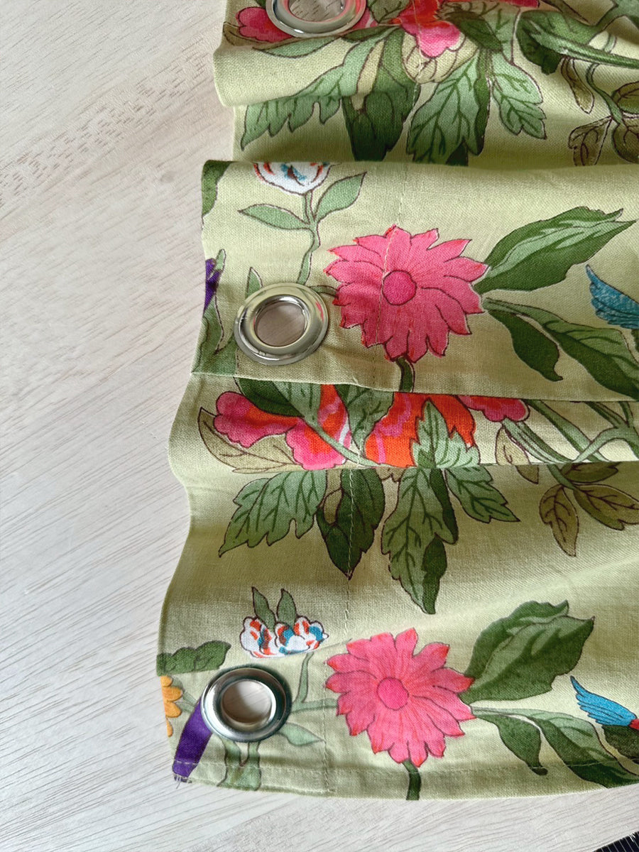 Printed Curtain - Bird Coral｜プリントカーテン - バードコーラル シーチング