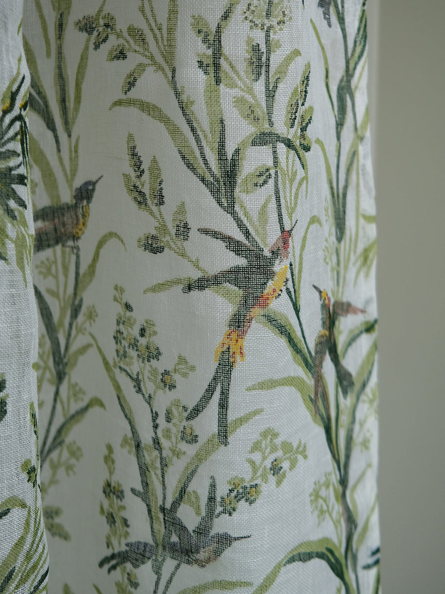 Printed Linen Curtain - Humming Bird Natural｜プリント リネンカーテン - ハミングバード ナチュラル