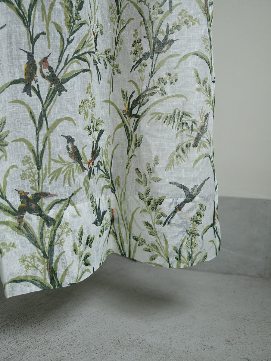 Printed Linen Curtain - Humming Bird Natural｜プリント リネンカーテン - ハミングバード ナチュラル