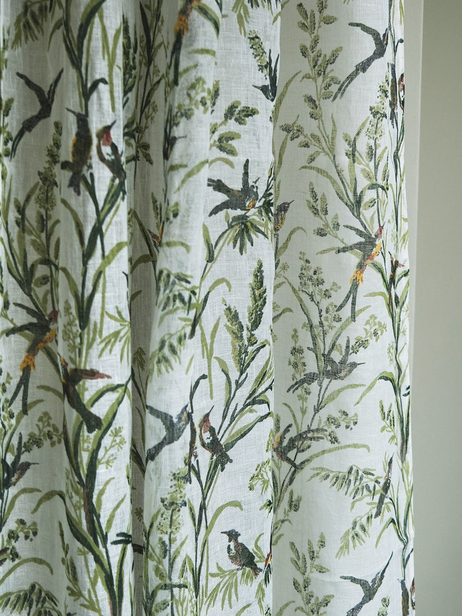 Printed Linen Curtain - Humming Bird Natural｜プリント リネンカーテン - ハミングバード ナチュラル