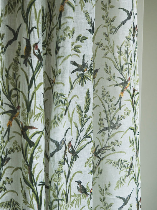 Printed Linen Curtain - Humming Bird Natural｜プリント リネンカーテン - ハミングバード ナチュラル