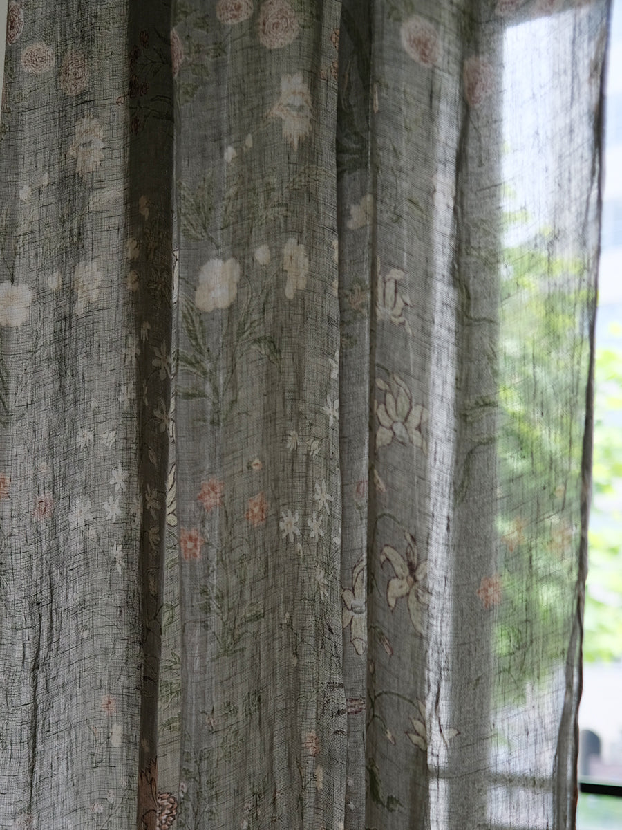 Printed Linen Curtain - Garden Sage｜プリント リネンカーテン - ガーデンセージ