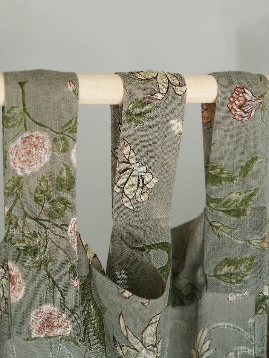 Printed Linen Curtain - Garden Sage｜プリント リネンカーテン - ガーデンセージ