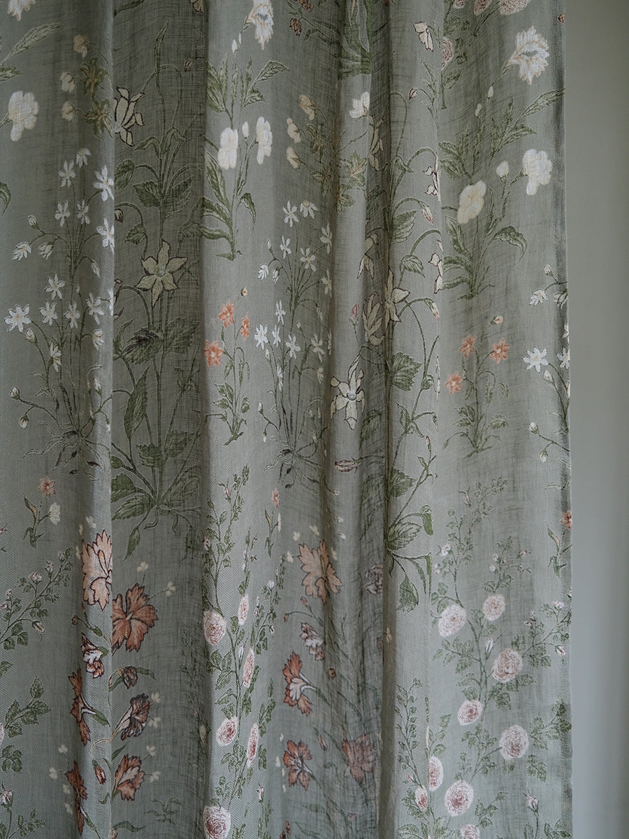 Printed Linen Curtain - Garden Sage｜プリント リネンカーテン - ガーデンセージ