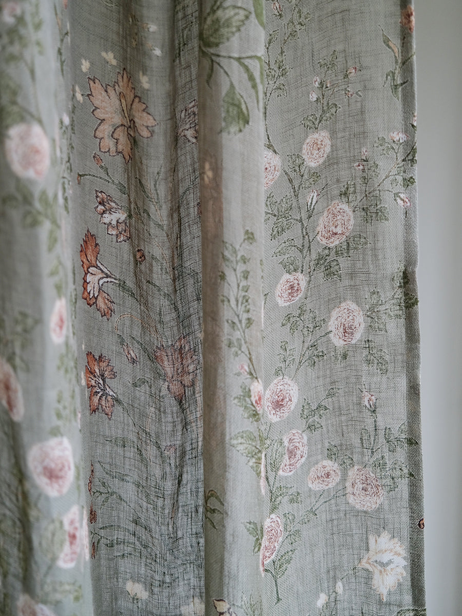 Printed Linen Curtain - Garden Sage｜プリント リネンカーテン - ガーデンセージ