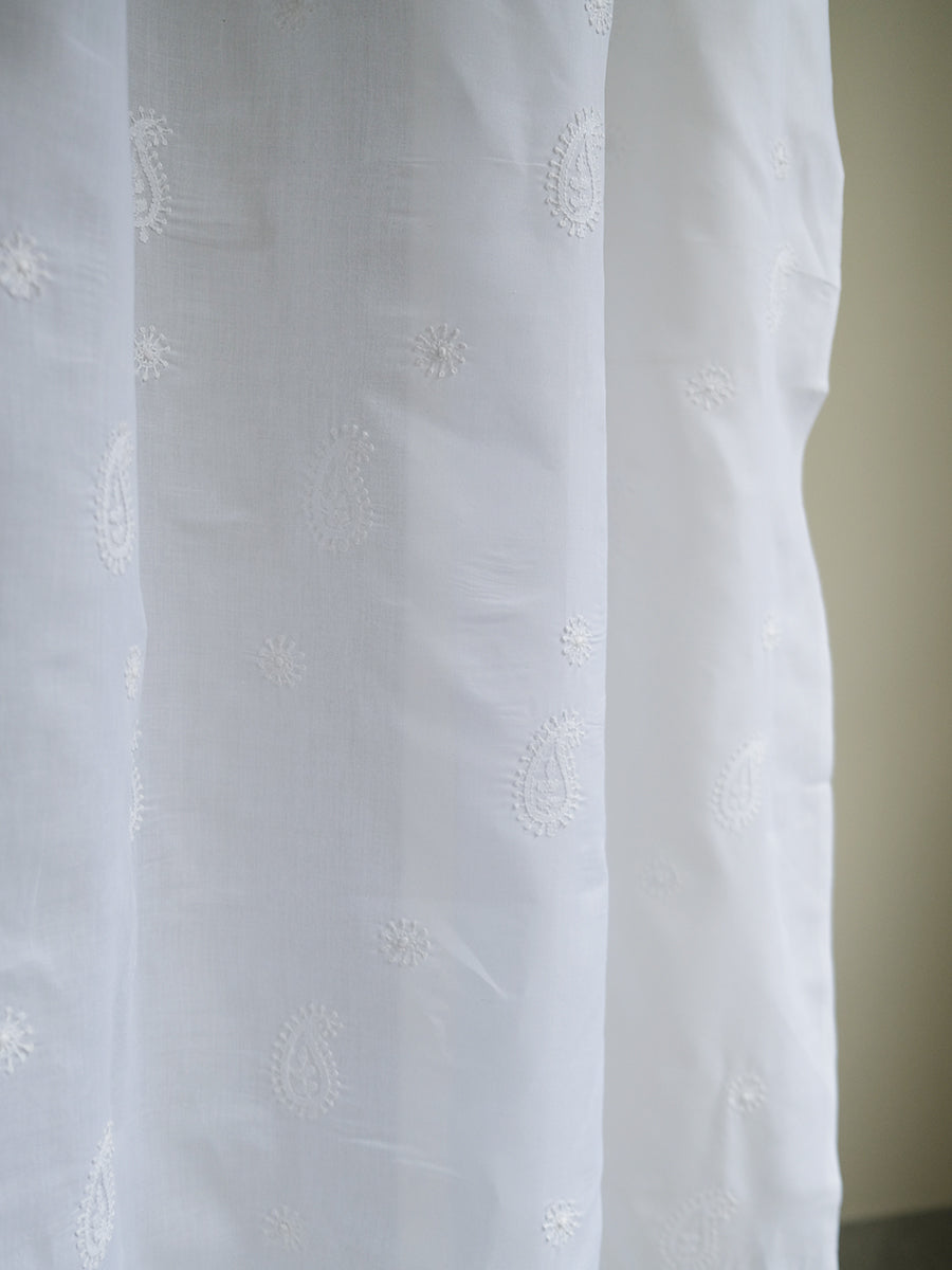 Curtain - Chikan Emb White Voile ｜ カーテン - チカン エンブロイダリー ホワイト ボイル