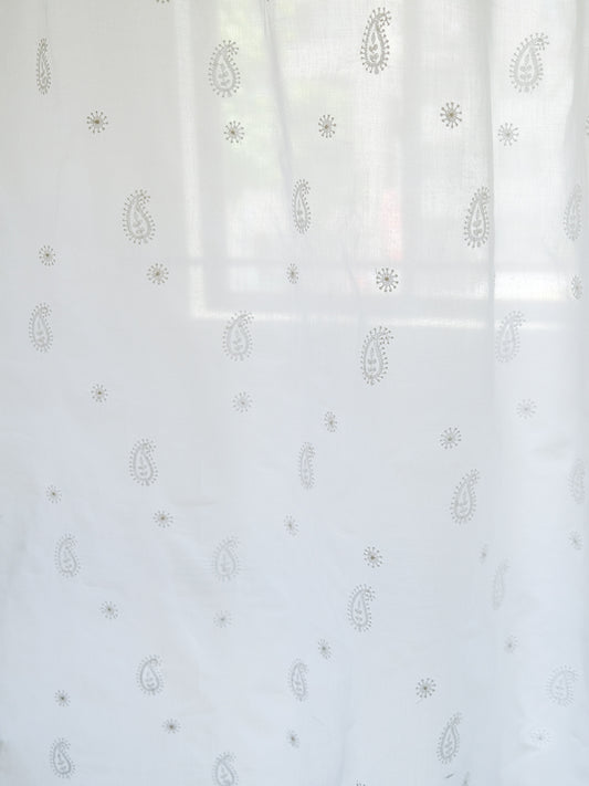Curtain - Chikan Emb White Voile ｜ カーテン - チカン エンブロイダリー ホワイト ボイル