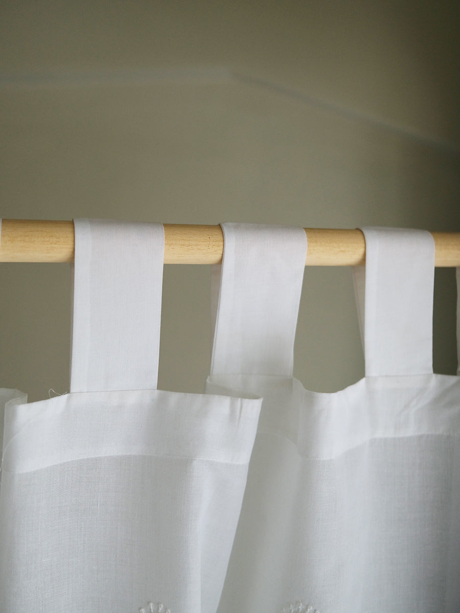 Curtain - Chikan Emb White Voile ｜ カーテン - チカン エンブロイダリー ホワイト ボイル