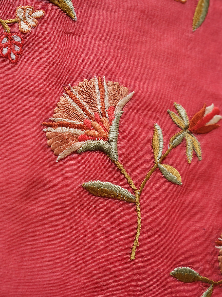 Versailles Silk Emb Cushion Cover - RED｜ヴェルサイユ シルク エンブ クッション カバー - レッド