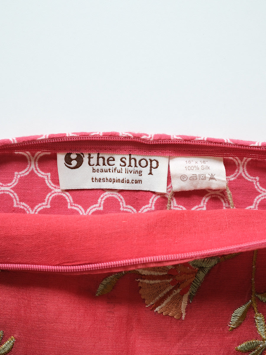 Versailles Silk Emb Cushion Cover - RED｜ヴェルサイユ シルク エンブ クッション カバー - レッド