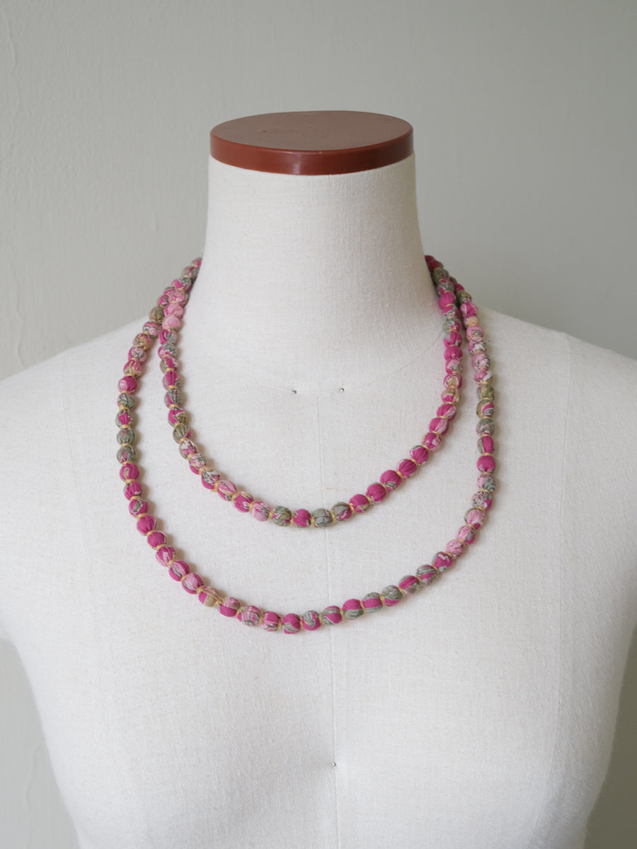 Fabric Beads Mala - Pink ｜ ファブリックビーズマーラー - ピンク