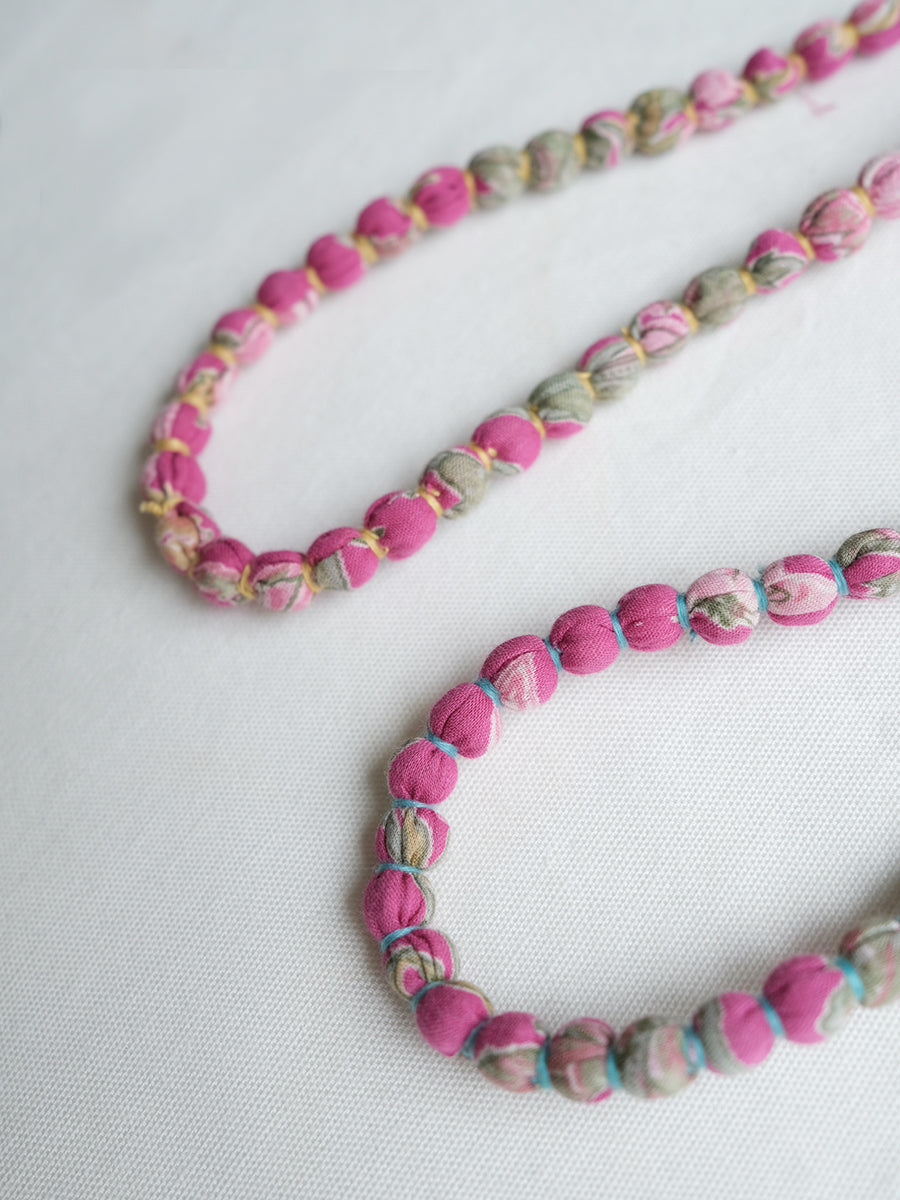 Fabric Beads Mala - Pink ｜ ファブリックビーズマーラー - ピンク