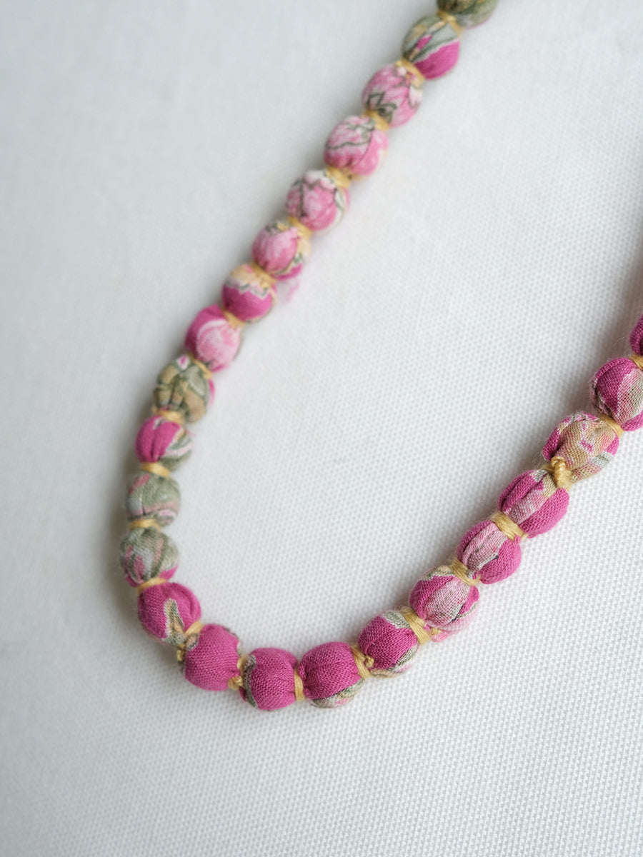 Fabric Beads Mala - Pink ｜ ファブリックビーズマーラー - ピンク