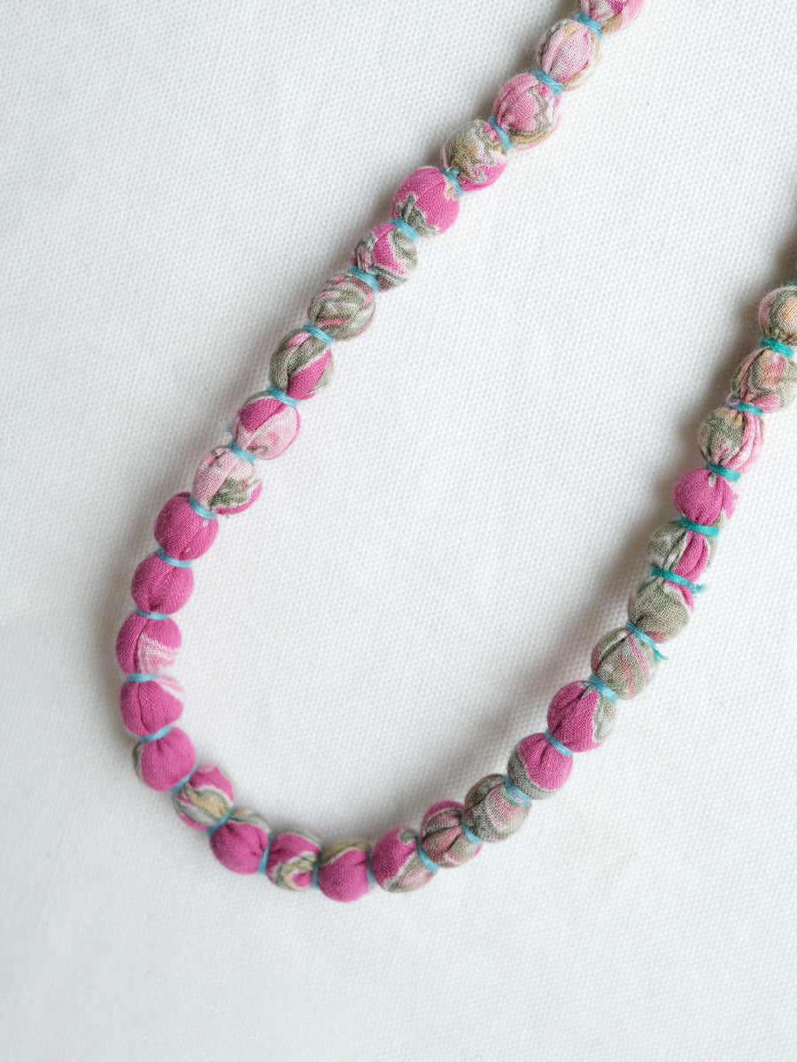 Fabric Beads Mala - Pink ｜ ファブリックビーズマーラー - ピンク