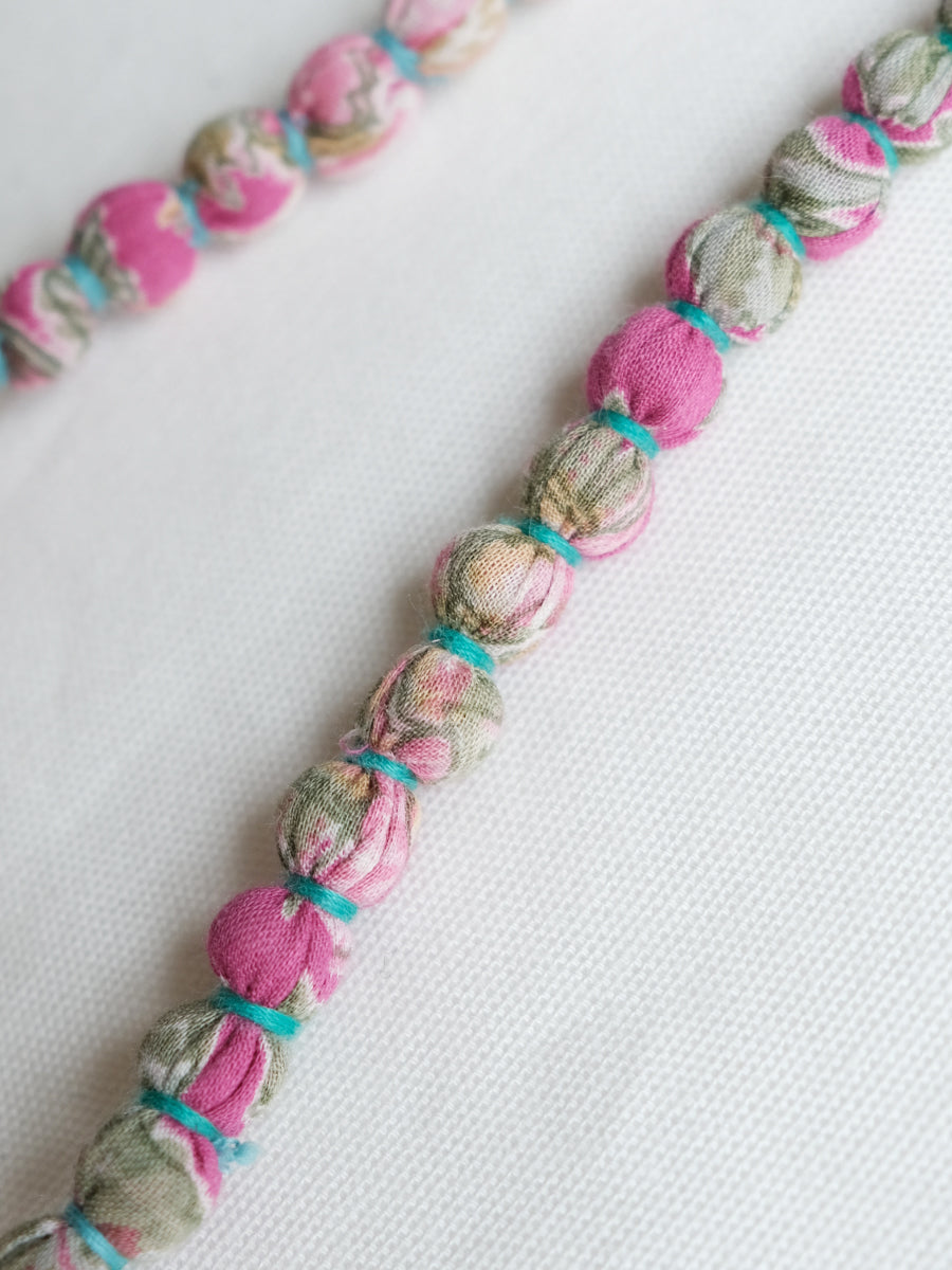 Fabric Beads Mala - Pink ｜ ファブリックビーズマーラー - ピンク