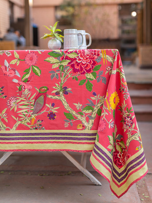 Table Cloth - Bird Coral｜プリントテーブルクロス - バードコーラル
